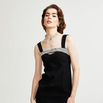 Paloma Black Sequin Cut-Out Mini Dress 100% Polyester Rear Zip Fastening