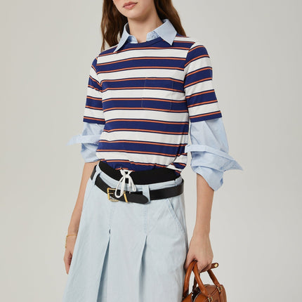 Paloma White Stripe Print Tshirt