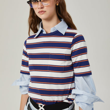 Paloma White Stripe Print Tshirt
