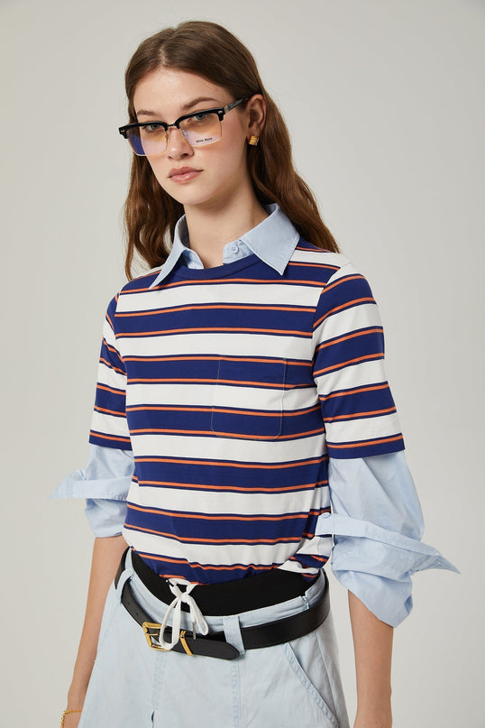 Paloma White Stripe Print Tshirt