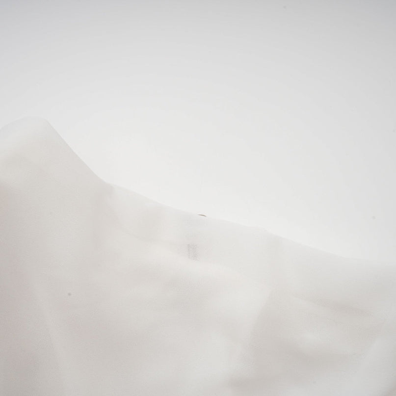 Paris White Chiffon One-Shoulder Blouse with Shoulder Pads and Asymmetric Hem