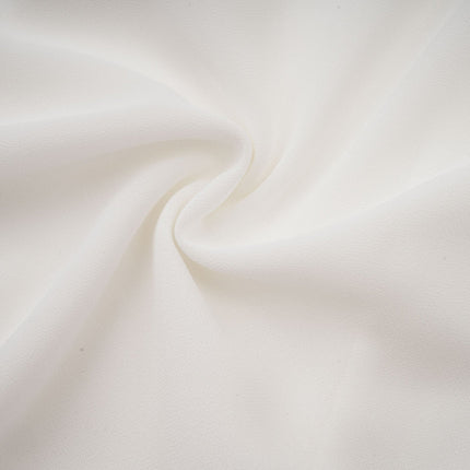 Paris White Chiffon One-Shoulder Blouse with Mock Neck and Shoulder Pads