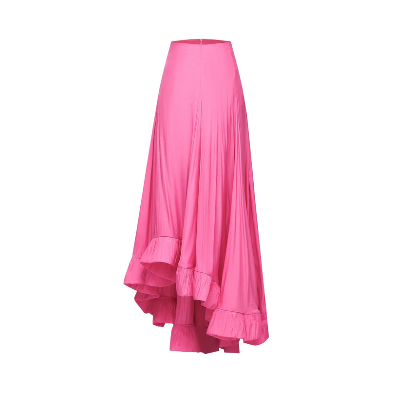 Pasqualina Pink Ruffled Pleated Top and Skirt Set