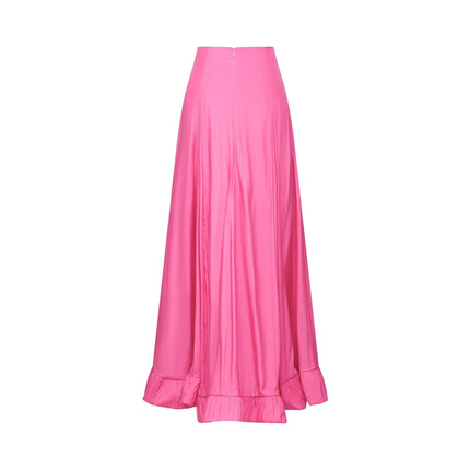 Pasqualina Pink Ruffled Pleated Top Skirt Set