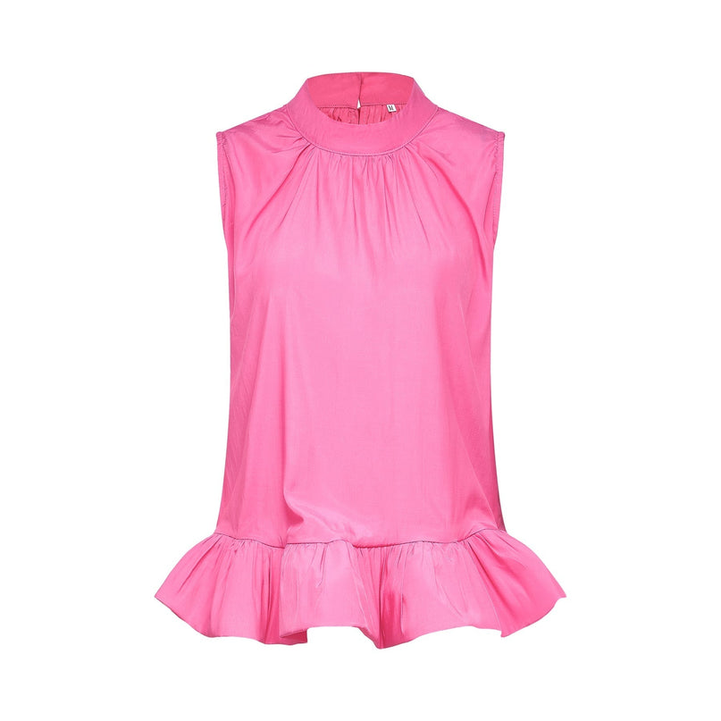 Pasqualina Pink Ruffled Pleated Top Skirt Set