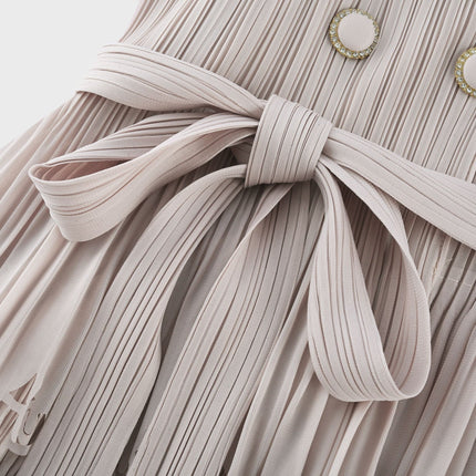 Pasqualina Tiered Pleated Midi Dress Neutrals