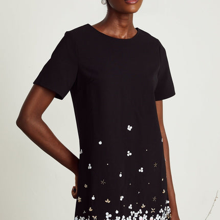 Pasquina Black Crystal Embellished Mini Dress