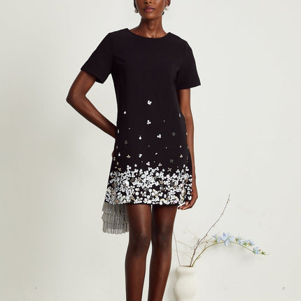 Pasquina Black Crystal Embellished Mini Dress