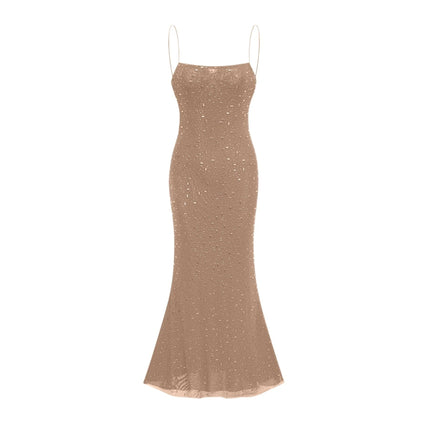 Pasquina Sequin Embellished Midi Dress in Neutrals