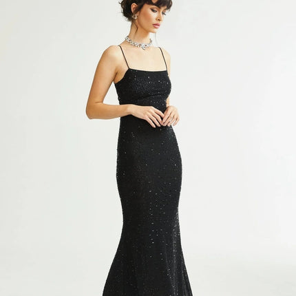 Pasquina Sequin Embellished Midi Dress in Neutrals