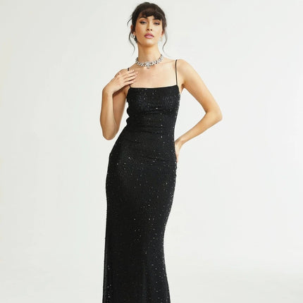 Pasquina Sequin Embellished Midi Dress in Stunning Neutrals