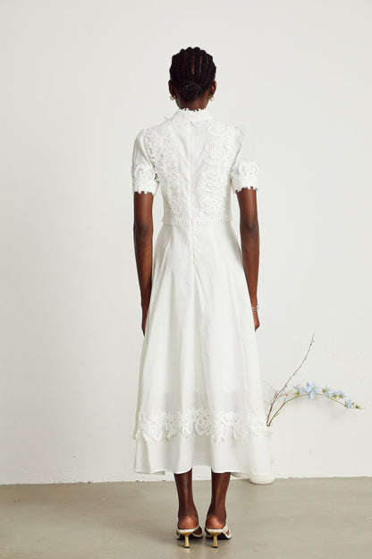 Patricia white florallace midi dress
