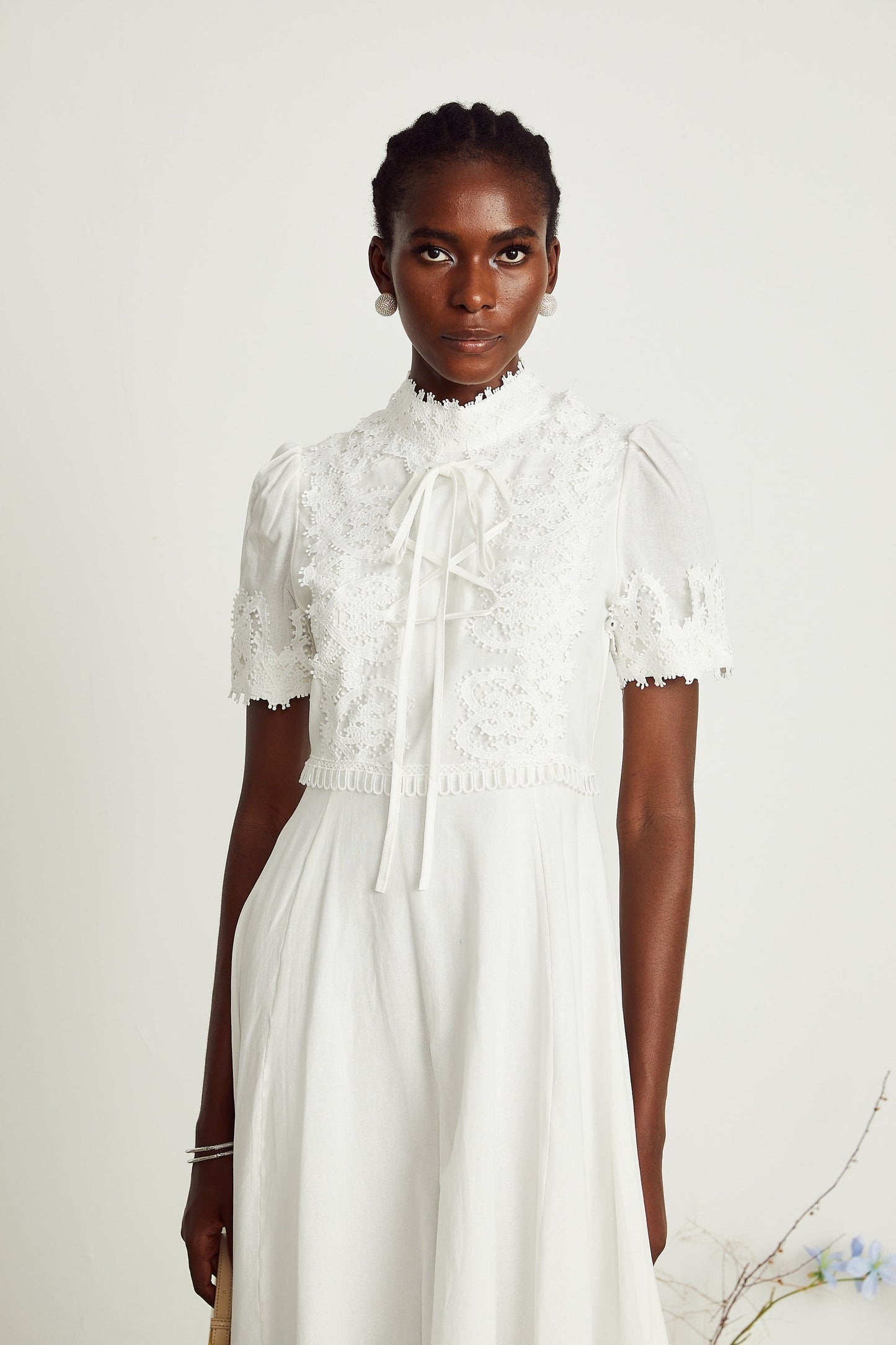 Patricia white florallace midi dress