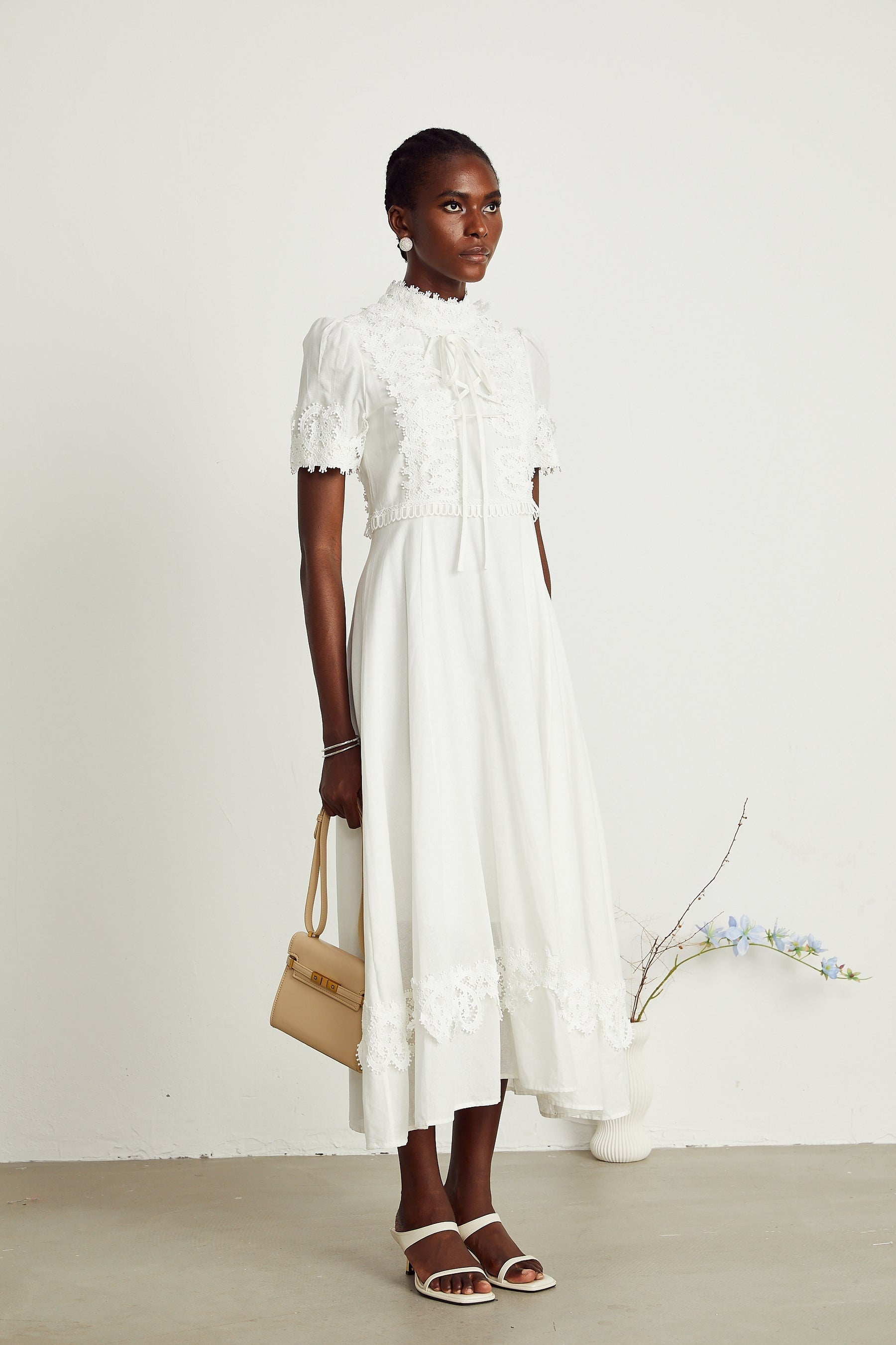 Patricia white florallace midi dress