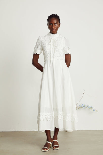 Patricia white florallace midi dress