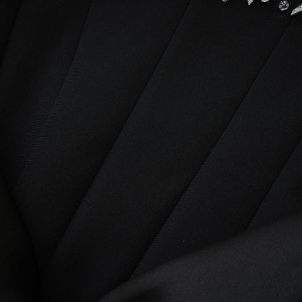 Patrizia Black Maxi Dress with Crystal Embellishments and Pleated Detailing
