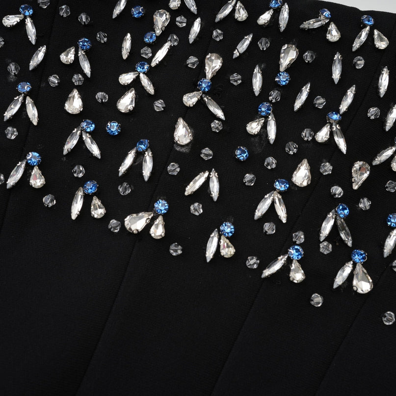 Patrizia Black Maxi Dress with Pleated Detailing and Crystal Embellishments