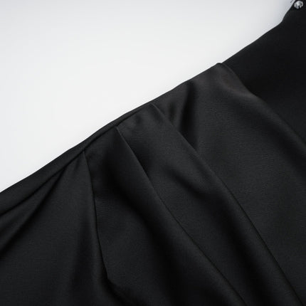 Patrizia Black Maxi Dress with Pleated Detailing and Crystal Embellishments