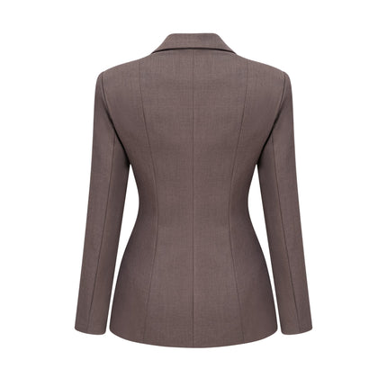 Patrizia Grey Blazer with Tie-Up Design and Inset Pockets in Cotton Polyester Blend