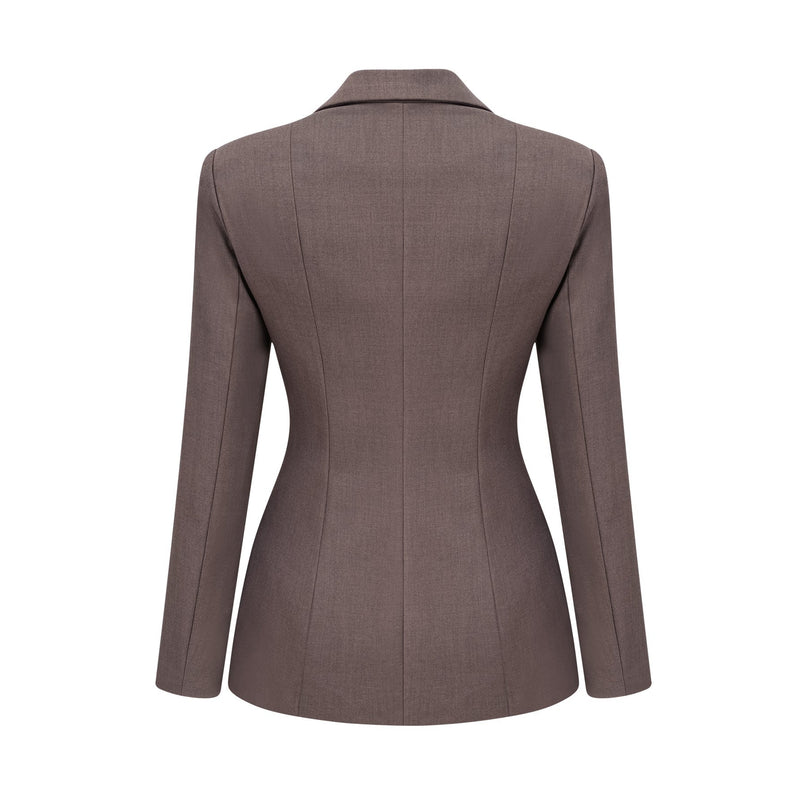 Patrizia Grey Blazer with Tie-Up Design and Inset Pockets in Cotton Polyester Blend