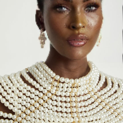 Patrizia White Faux-Pearl Embellished Shawl