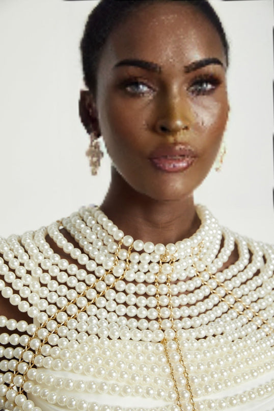 Patrizia White Faux-Pearl Embellished Shawl