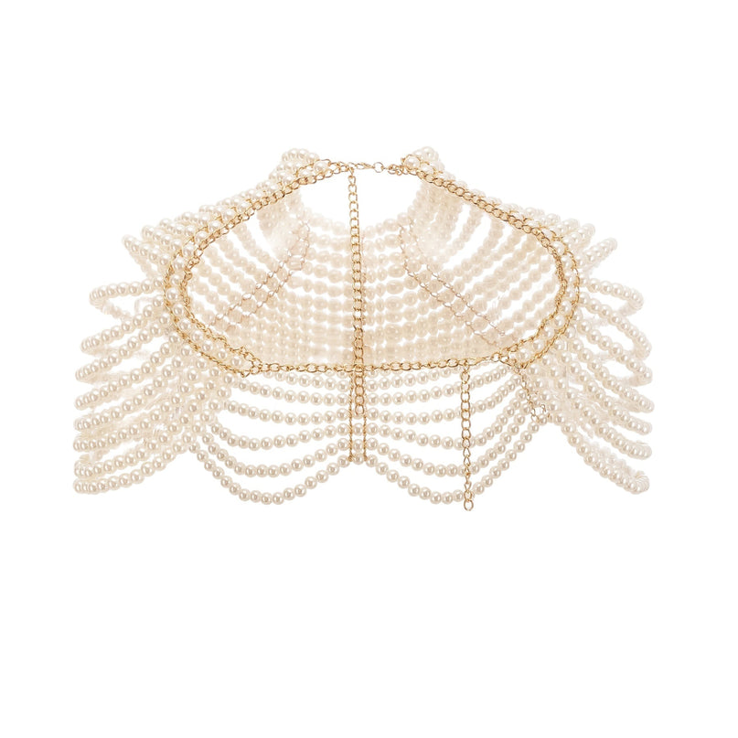 Patrizia White Faux-Pearl Embellished Shawl