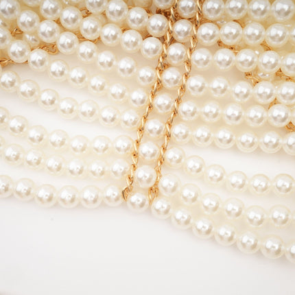 Patrizia White Faux Pearl Embellished Shawl with Crew Neck and Open Back Detail