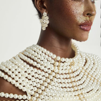 Patrizia White Faux-Pearl Embellished Shawl