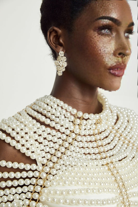 Patrizia White Faux-Pearl Embellished Shawl
