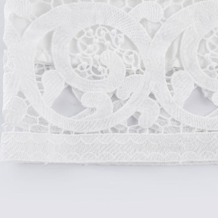 Patrizia White Lace Floral Shirt and Skirt Set