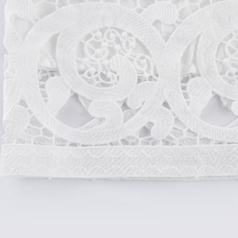 Patrizia White Lace Floral Shirt and Skirt Set