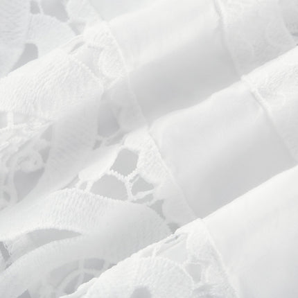 Patrizia White Lace Floral Shirt Skirt Set