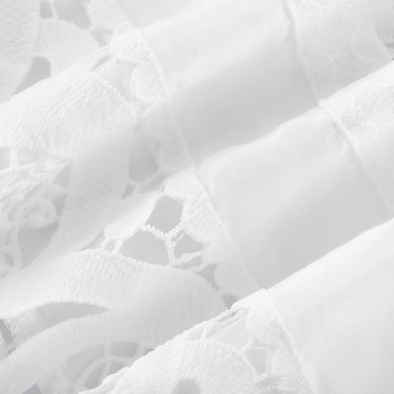 Patrizia White Lace Floral Shirt Skirt Set