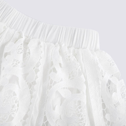 Patrizia White Lace Floral Shirt Skirt Set