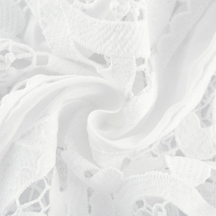 Patrizia White Lace Floral Shirt Skirt Set