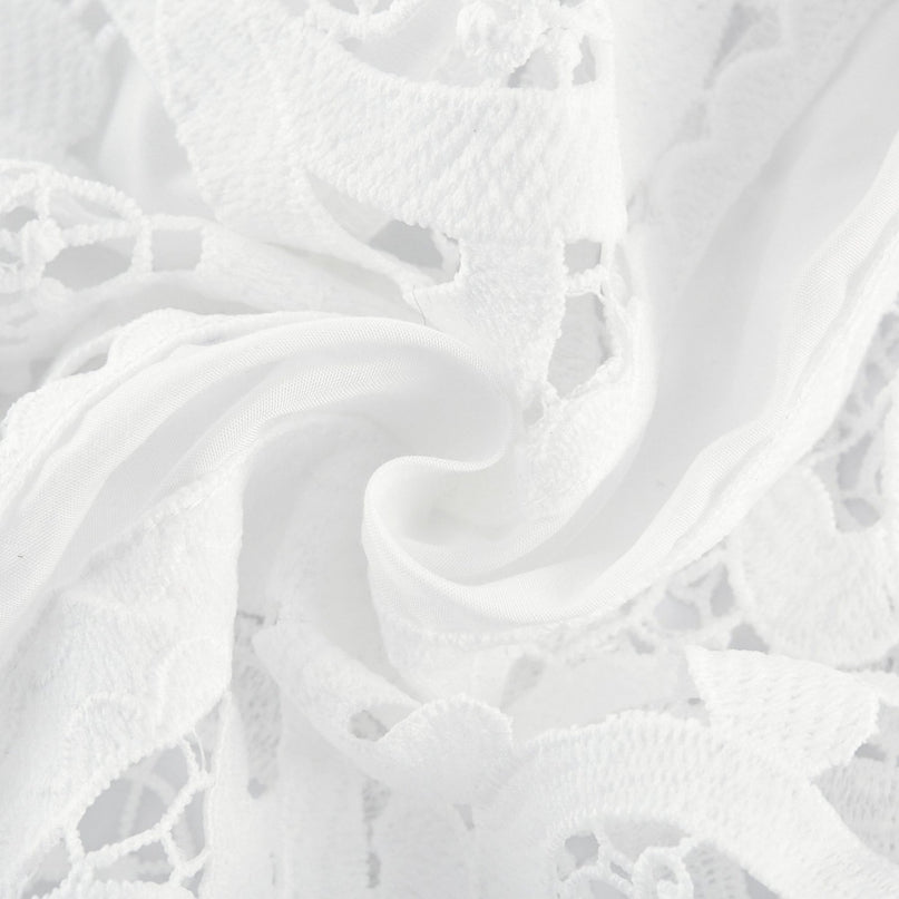 Patrizia White Lace Floral Shirt Skirt Set