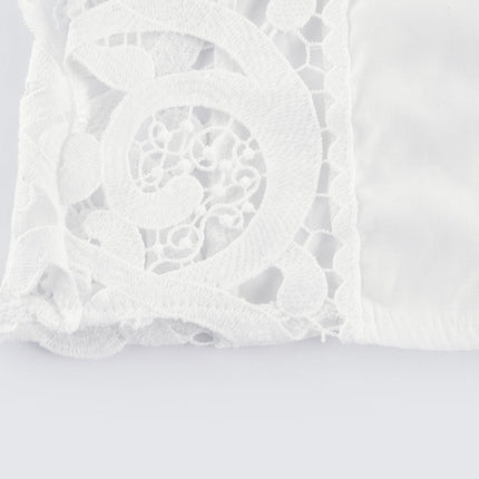 Patrizia White Lace Floral Shirt Skirt Set