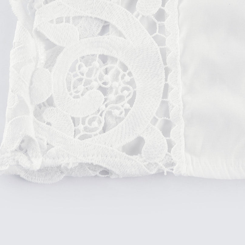 Patrizia White Lace Floral Shirt Skirt Set