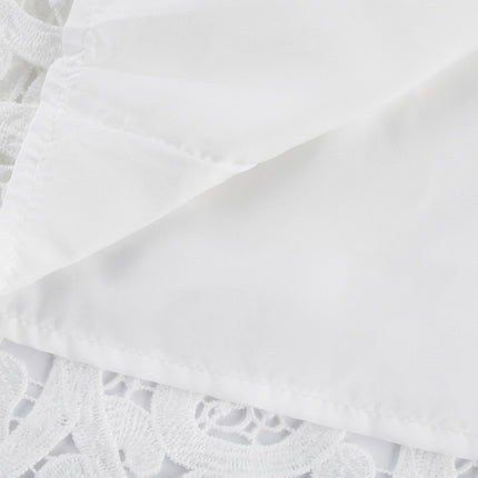 Patrizia White Shirt and Skirt Set with Lace-Floral Embellishments