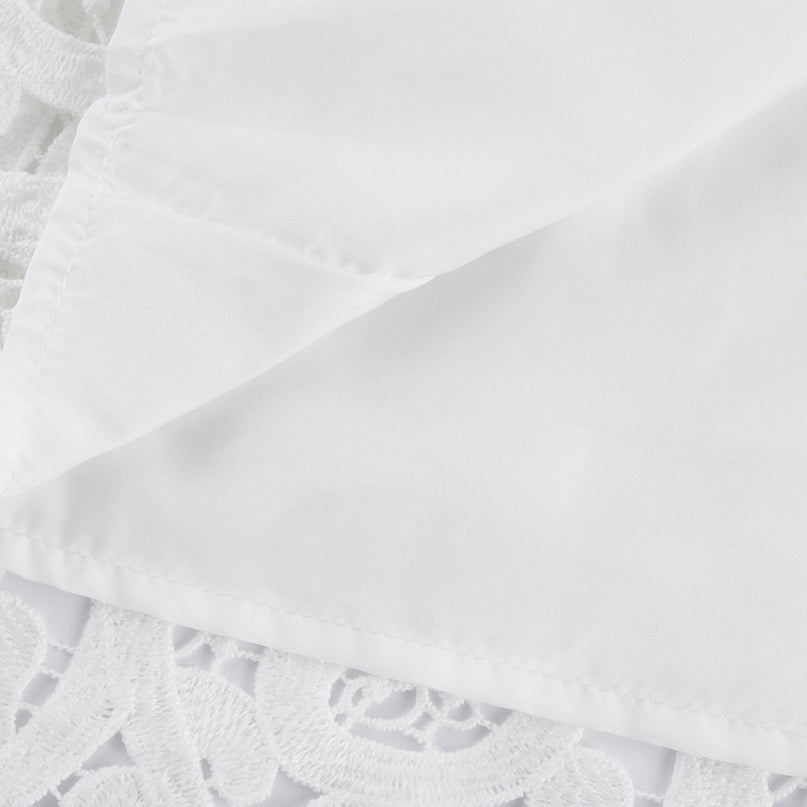 Patrizia White Shirt and Skirt Set with Lace-Floral Embellishments