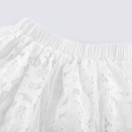 Patrizia White Shirt Skirt Set Lace Floral Embellishments 100 Percent Cotton