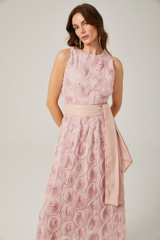 Paulette pink floral tiewaist midi dress