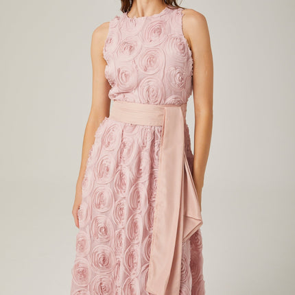 Paulette pink floral tiewaist midi dress
