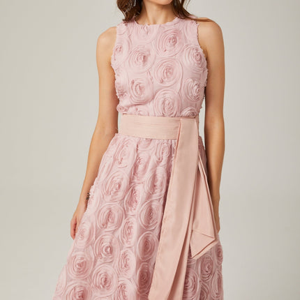 Paulette pink floral tiewaist midi dress