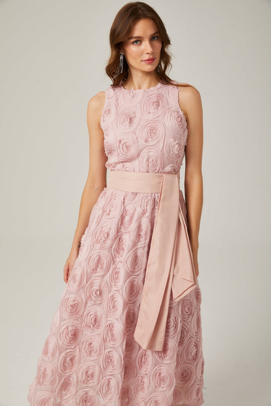 Paulette pink floral tiewaist midi dress