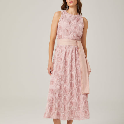 Paulette pink floral tiewaist midi dress