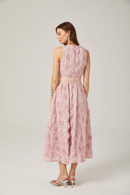 Paulette pink floral tiewaist midi dress