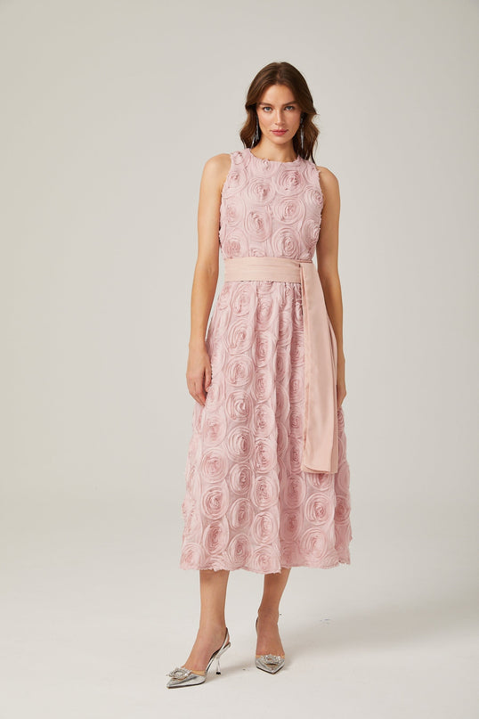 Paulette pink floral tiewaist midi dress