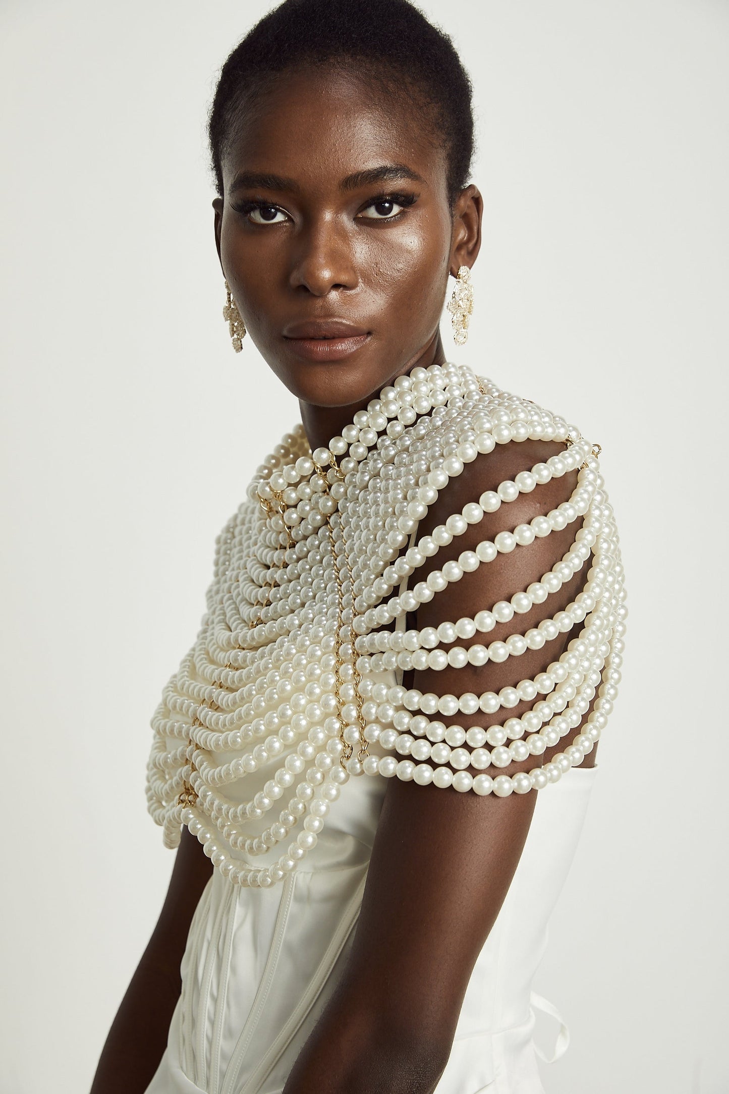 Pauline fauxpearl shawl